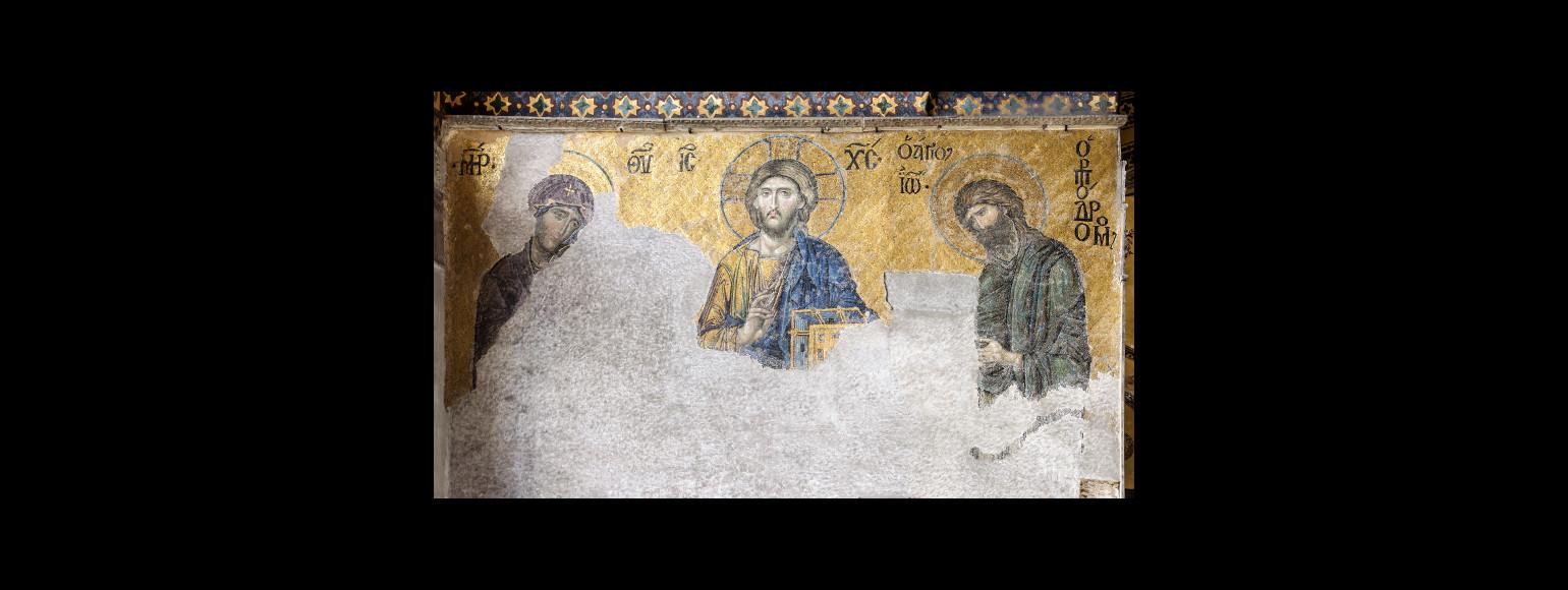 Fotografia: Mozaika z grupą Deesis w kościele Hagia Sophia w Konstantynopolu