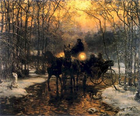 Fotografia: Wyjazd powozem, Galeria Malarstwa Polskiego www.pinakoteka.zascianek.pl